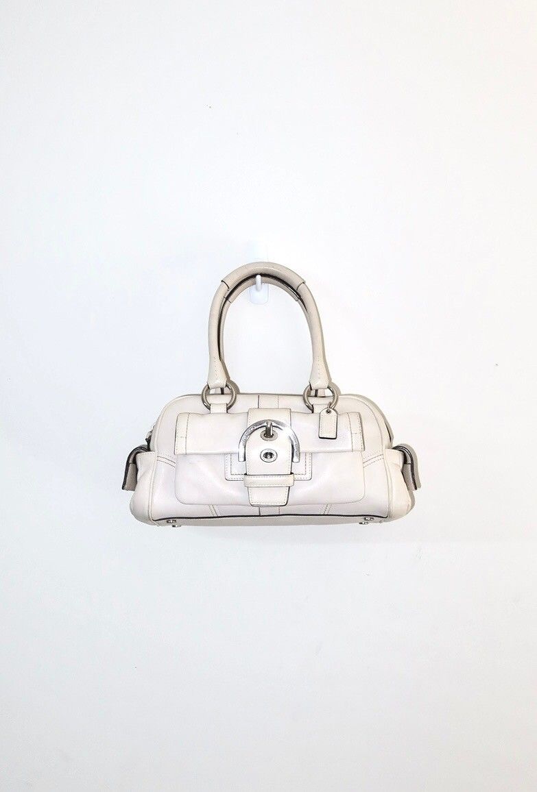 Vintage Y2K White 2005 Coach Signature Gallery Pocket Satchel Shoulder Bag