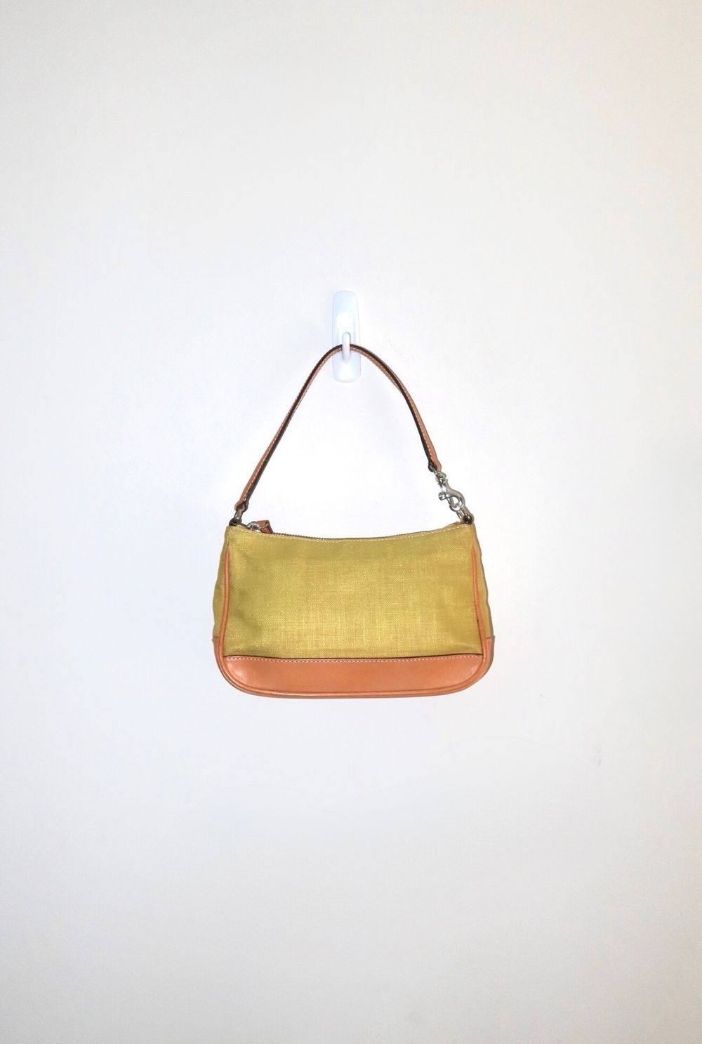 Vintage Y2K Yellow / Tan 2000 Coach Signature Demi Shoulder Bag