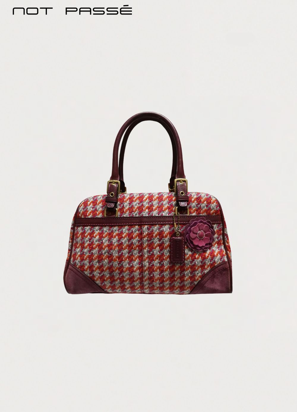 VINTAGE COACH TWEED HOUNDSTOOTH HADLEY SATCHEL BAG