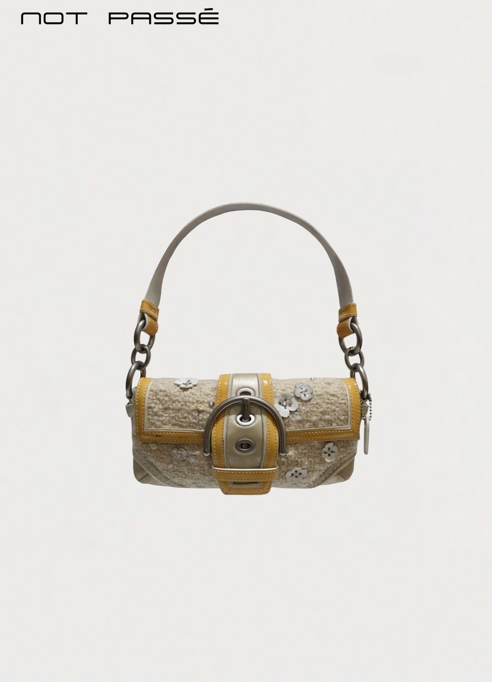 COACH SOHO FLORAL TWEED FLAP SHOULDER BAG