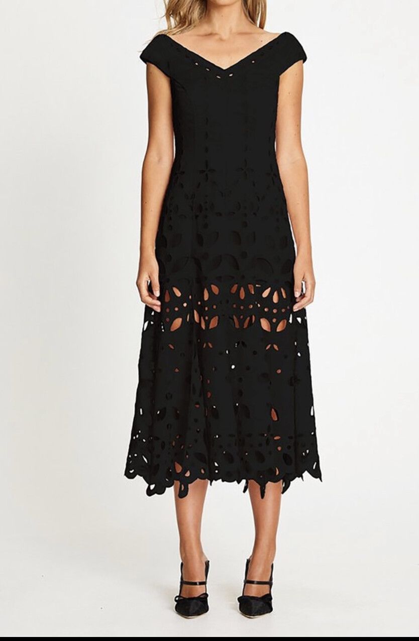 BNWT Alice McCall Black Baudelaire Midi Dress - Size 4 AU