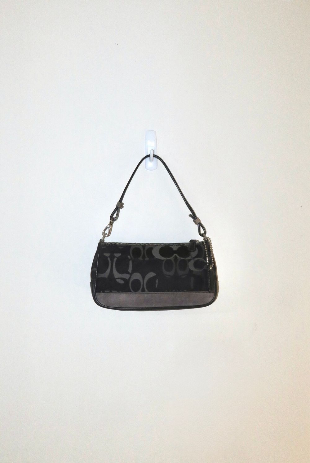 Vintage Y2K Black / Grey 2004 Coach Signature Optic Demi Shoulder Bag