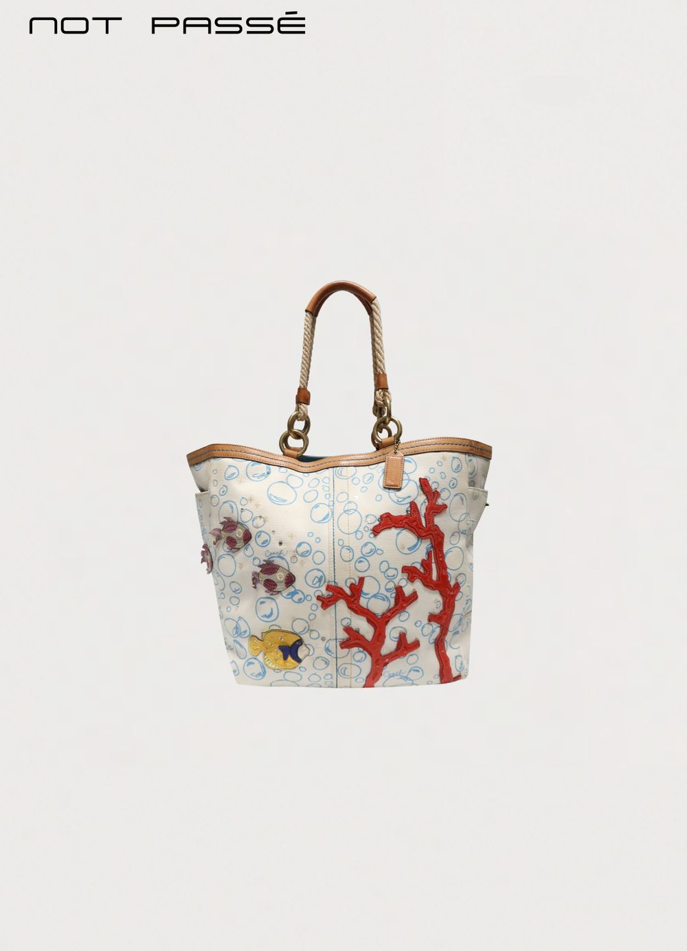 COACH LIMITED EDITION RESORT BUBBLE FISH CORAL TOTE BAG