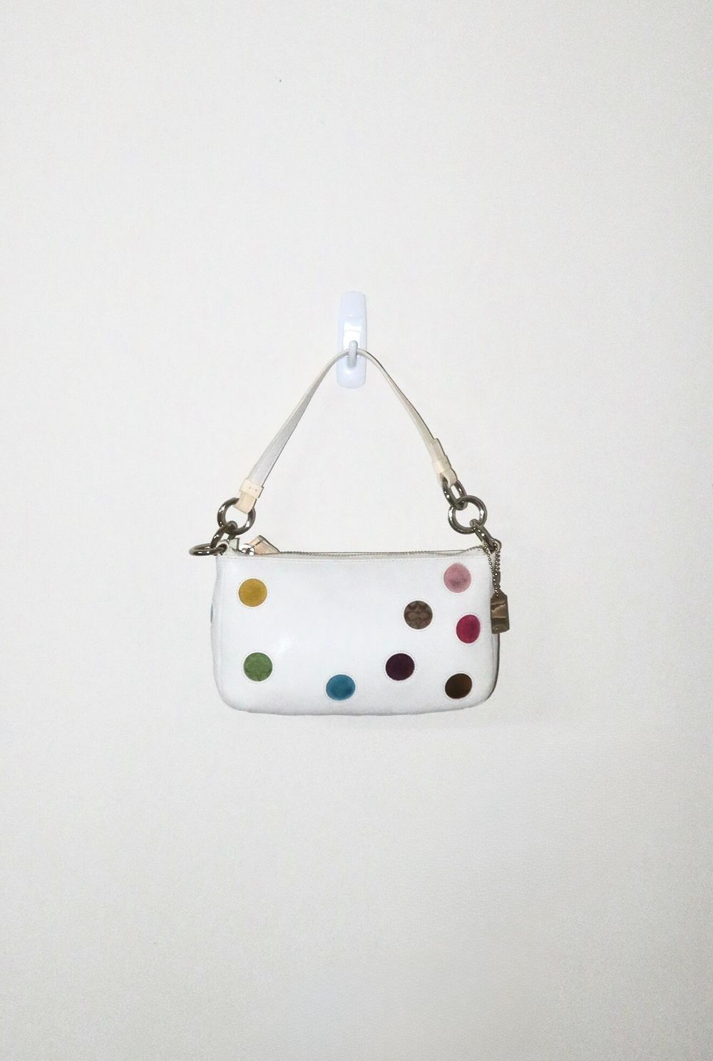 Vintage Y2K White 2004 Coach Soho Signature Multi Dot Demi Shoulder Bag