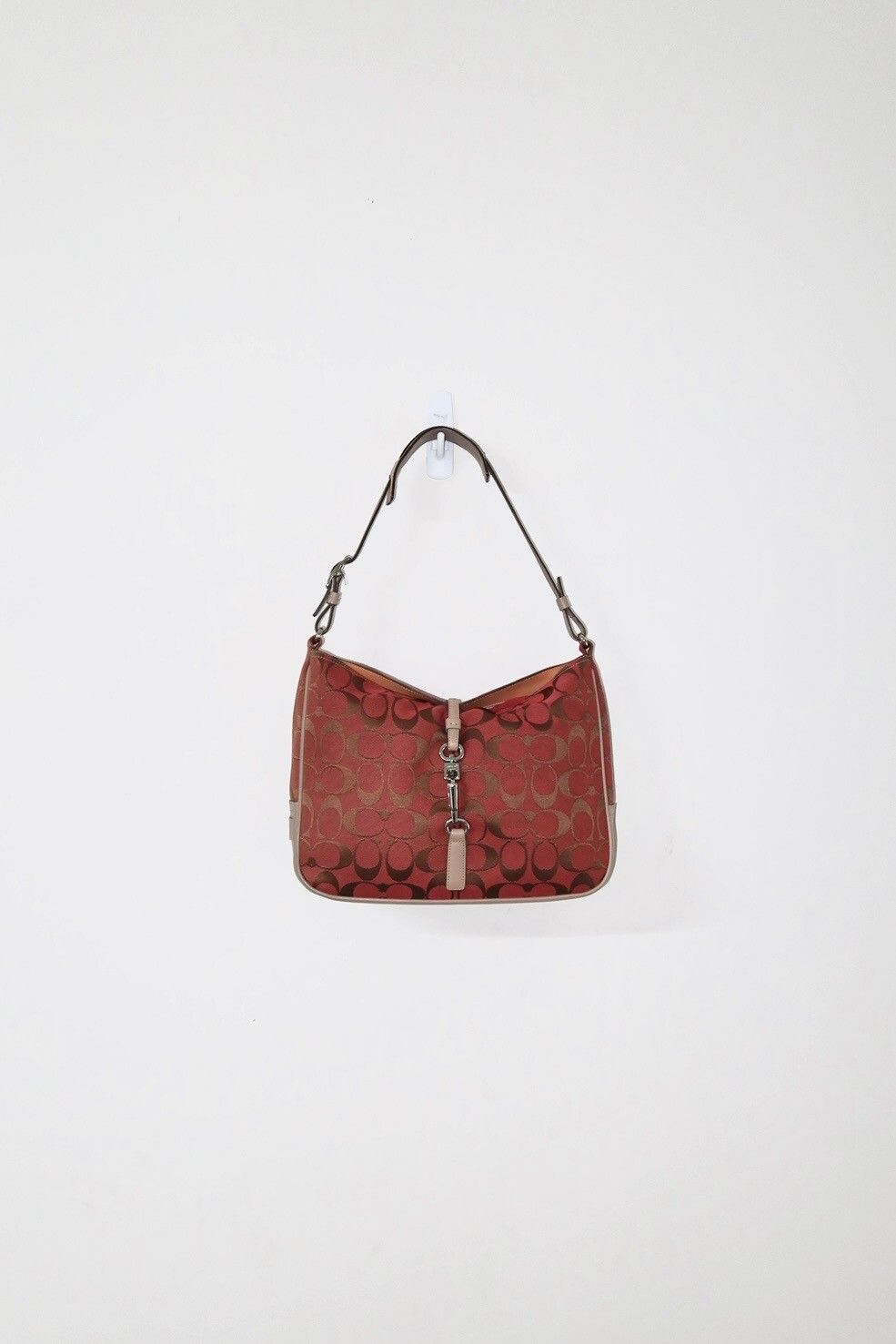 Vintage Y2K Red 2001 Coach Hampton Clip Hobo Shoulder Bag