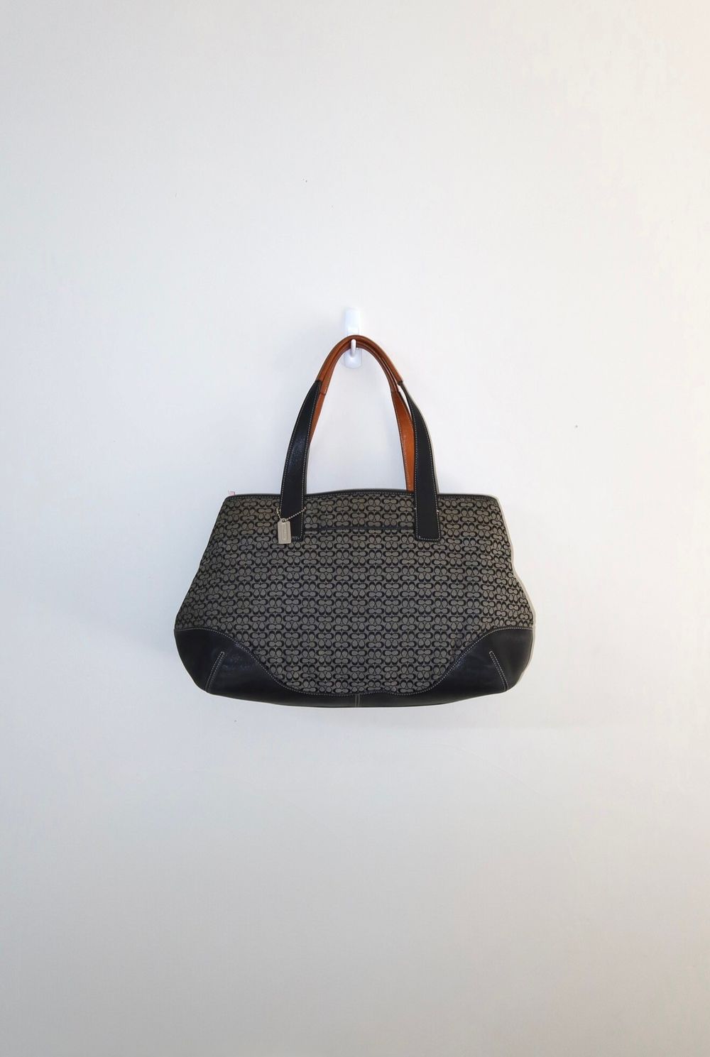 Vintage Y2K Black 2002 Coach Signature Gallery Tote Bag