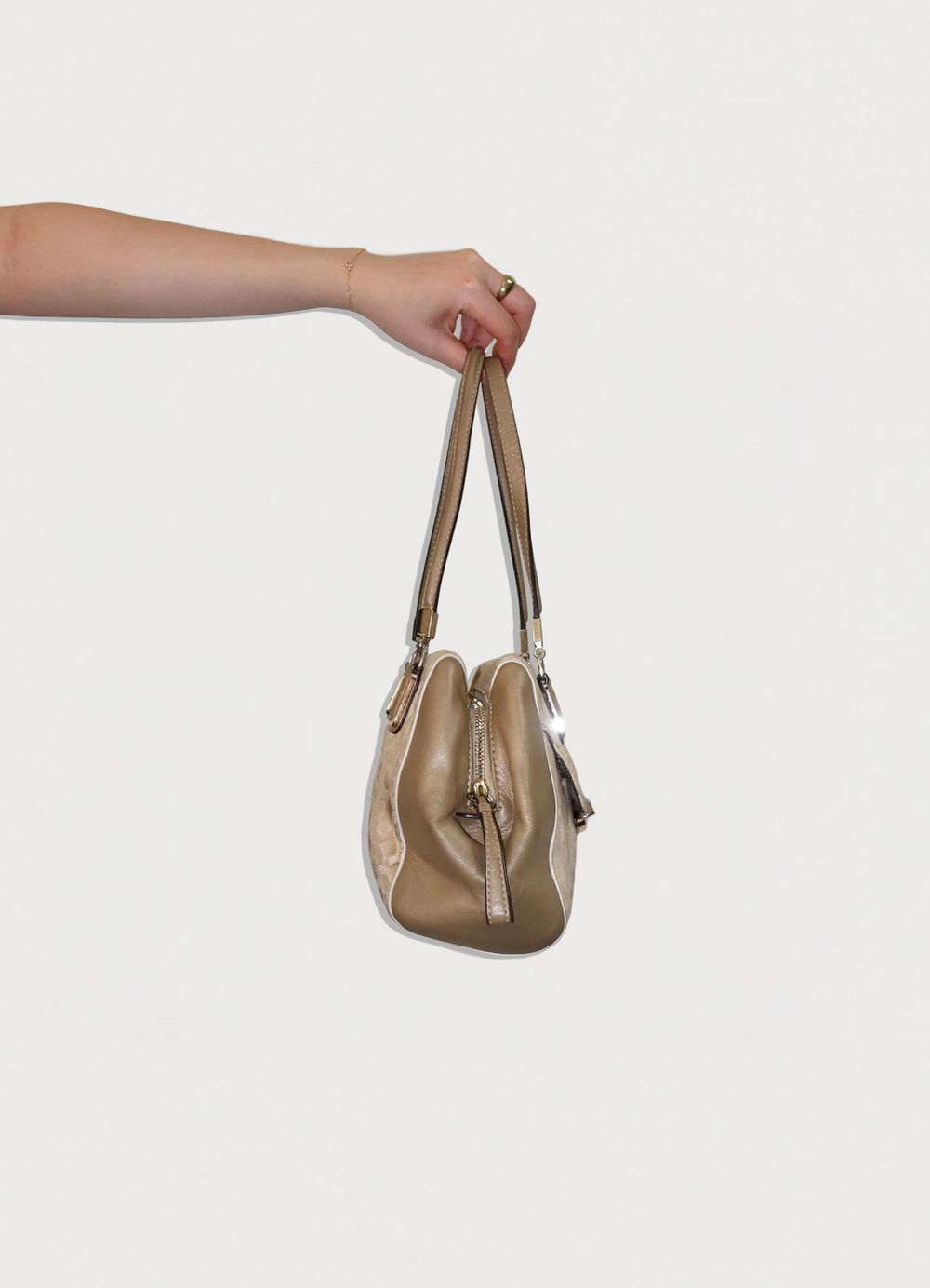 Beige/Gold 2013 Coach Madison Satchel Bag