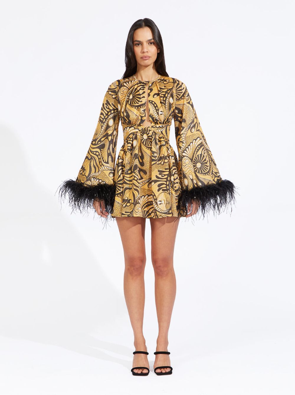 BNWT Alice McCall Gold Dust Feather Mini Dress - Size 6 AU