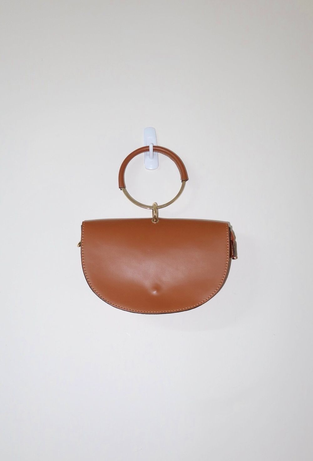 Tan Brown Maison Vincent Crescent-Shaped Wristlet/Shoulder Bag