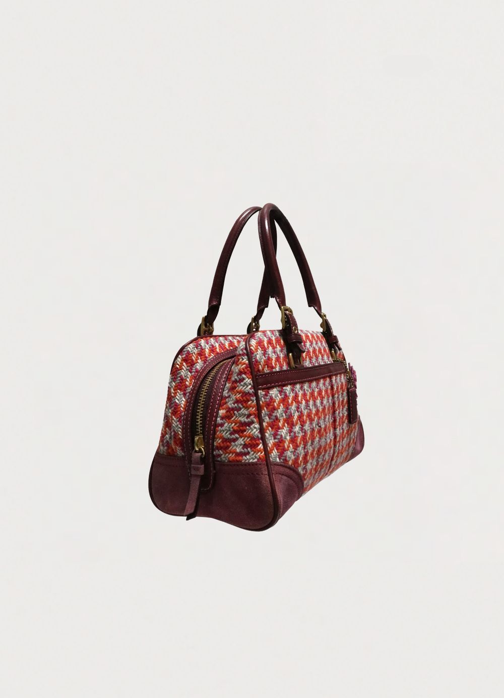 VINTAGE COACH TWEED HOUNDSTOOTH HADLEY SATCHEL BAG