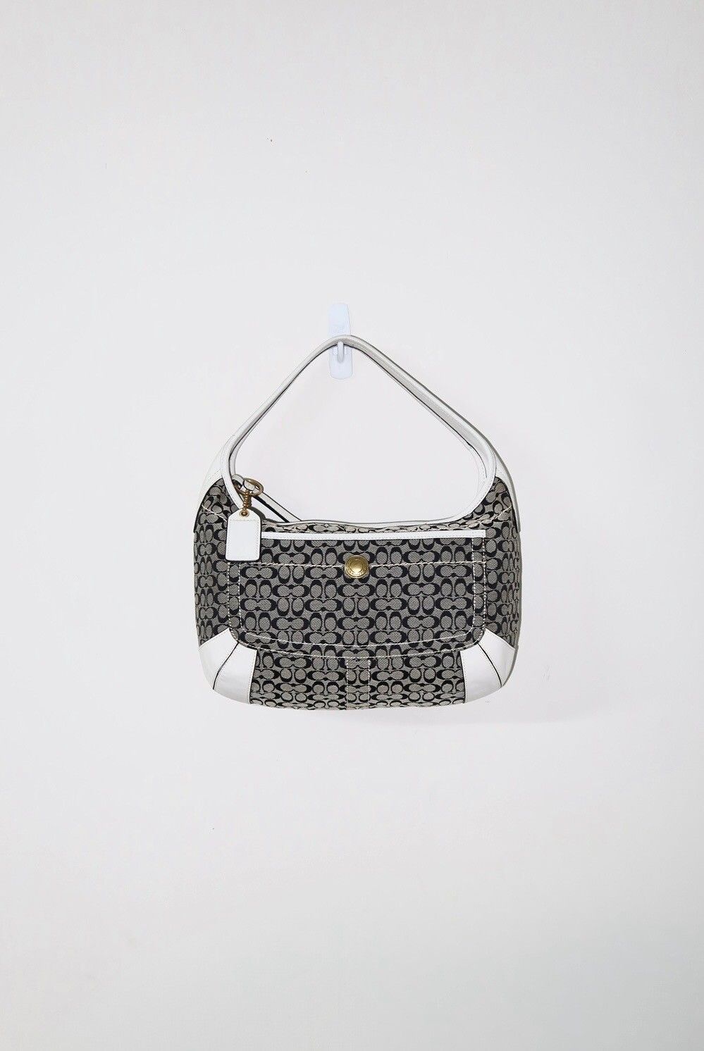 Vintage Y2K Black/ White 2007 Coach Signature C Ergo Hobo Shoulder Bag