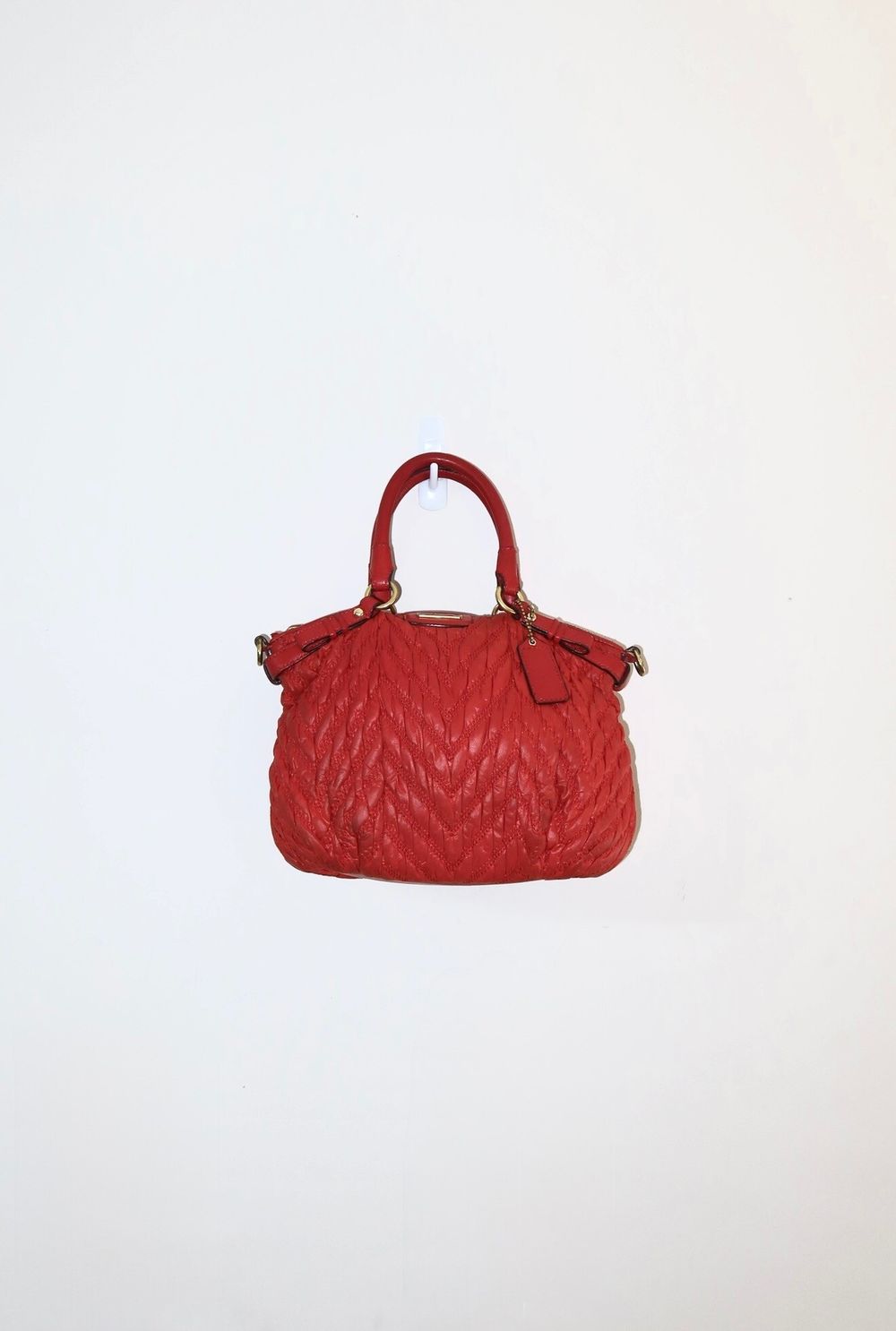 Red 2012 Coach Madison Quilted Mini Sophia Satchel Bag