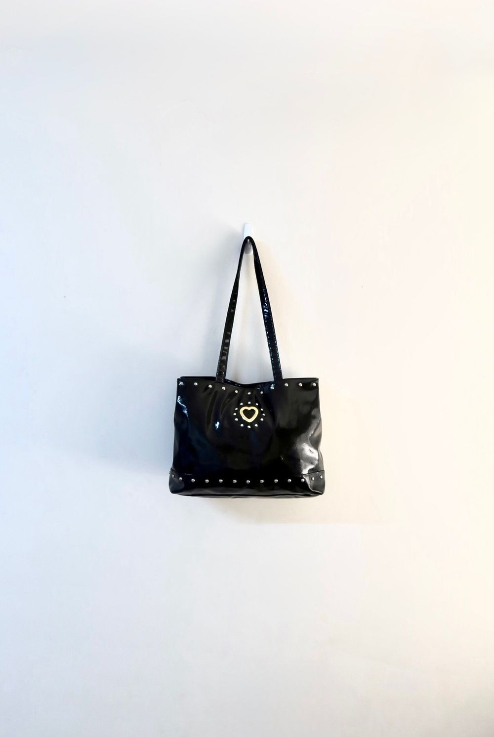 Vintage Y2K Black Cheap and Chic by Moschino Glossy Leather Tote Bag