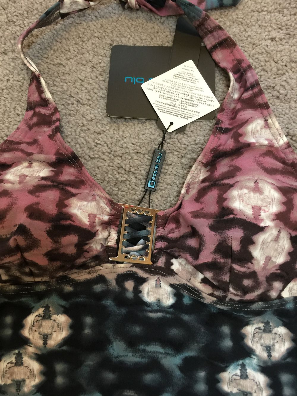 AQUAblu Hand printed tankini top SZ 8