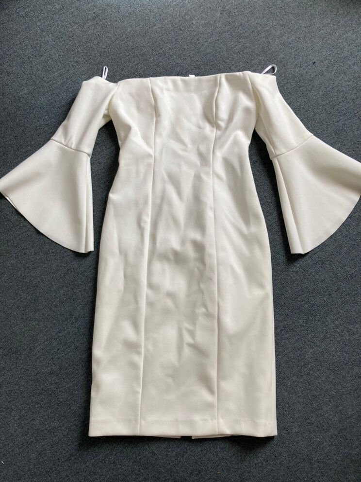 Kookai - White Off Shoulder Long Sleeve Dress on Designer Wardrobe