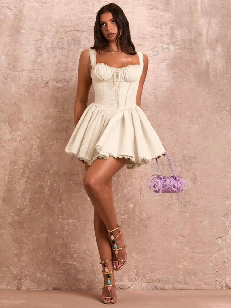 white christmas dresses SHEIN Raffinéa 2pcs Set: Lace Embroidered Dress With Corset Waist & Lo |  Dress