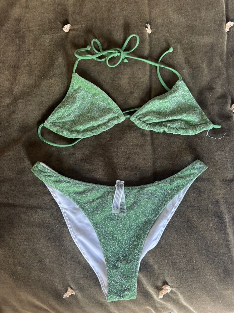 Pink Green Glitter Bikini