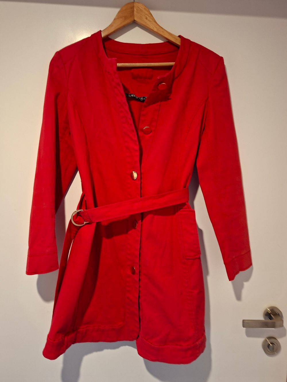 Andrea Moore Red Belted Coat