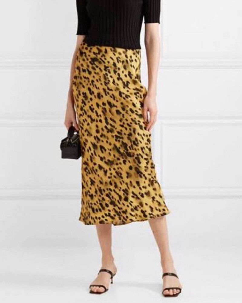 Anine Bing Leopard Print Silk Bias Skirt