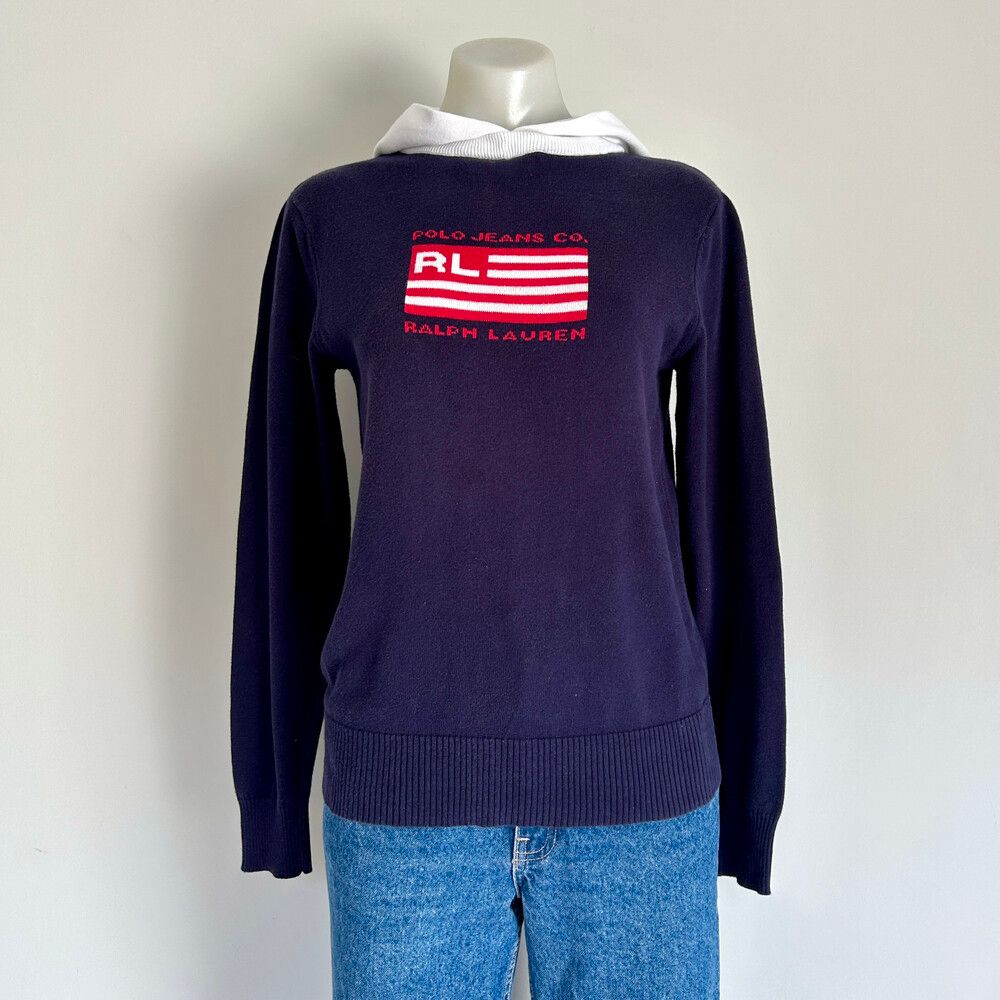 Y2K Vintage Ralph Lauren Polo Jeans Co Hooded Knit Jumper