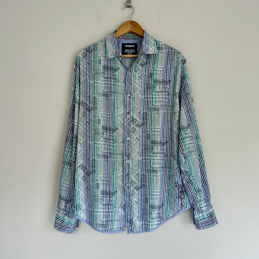 Desigual Newspaper and Stripe Shirt