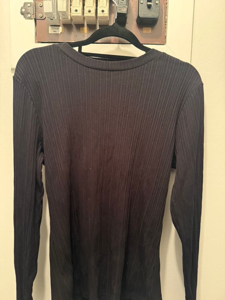 Country Road Black Ribbed Long Sleeve Top