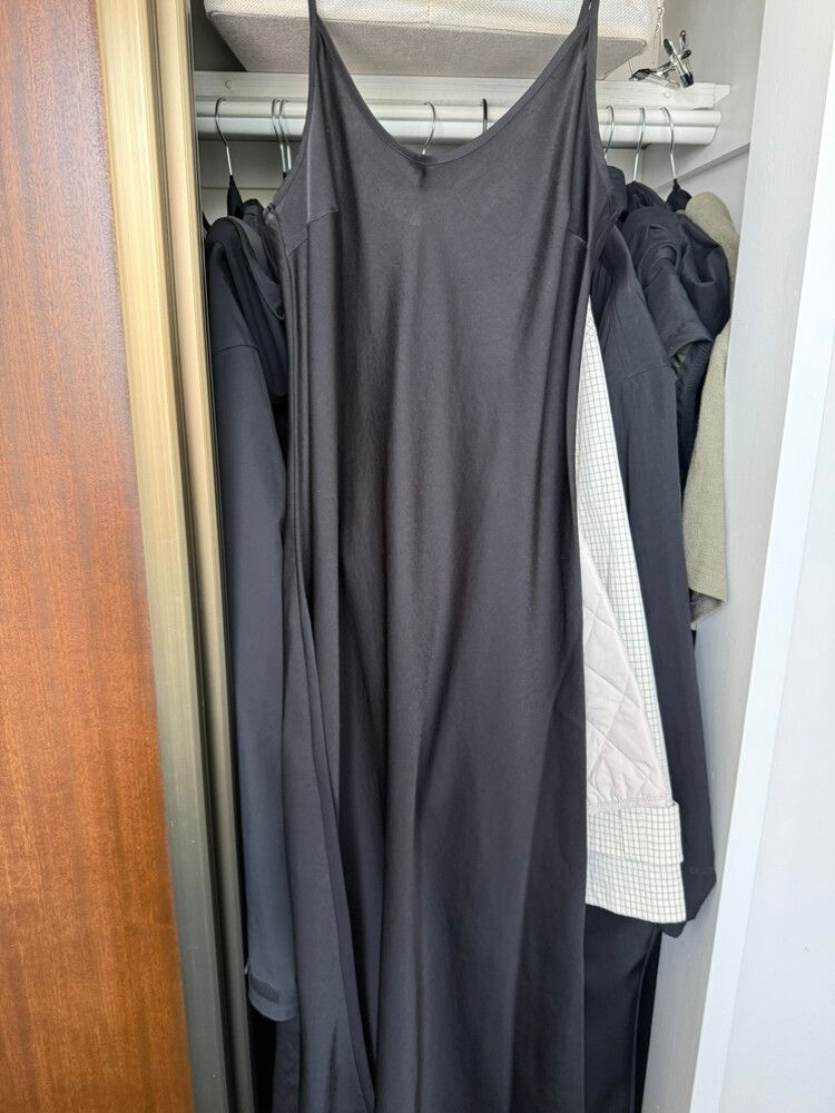 uniqlo black satin dress Uniqlo X Ines De La Fressange Silk True Wrap Midi Dress Womens Sz S Capsule Goth