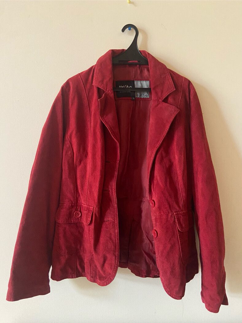 Red Leather Suede Jacket