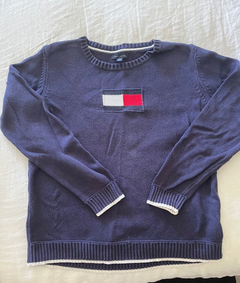 Navy Blue Tommy Hilfiger Crew neck With Red And White Logo