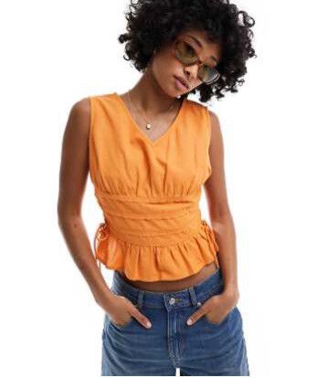 Native Youth Orange Ruched Top Size L