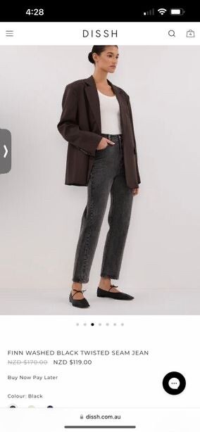 Dissh Finn Washed Black Twisted Seam Jeans