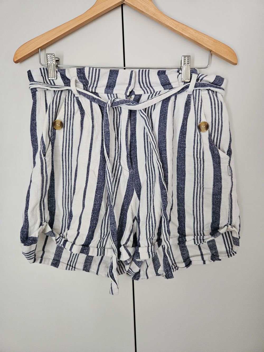Striped Linen Blend Shorts