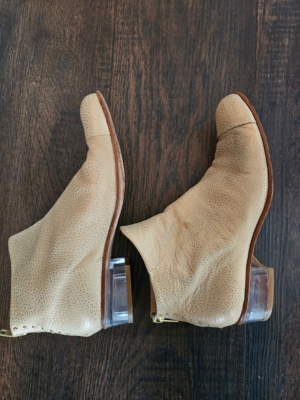 Gold / Beige Ankle Boots