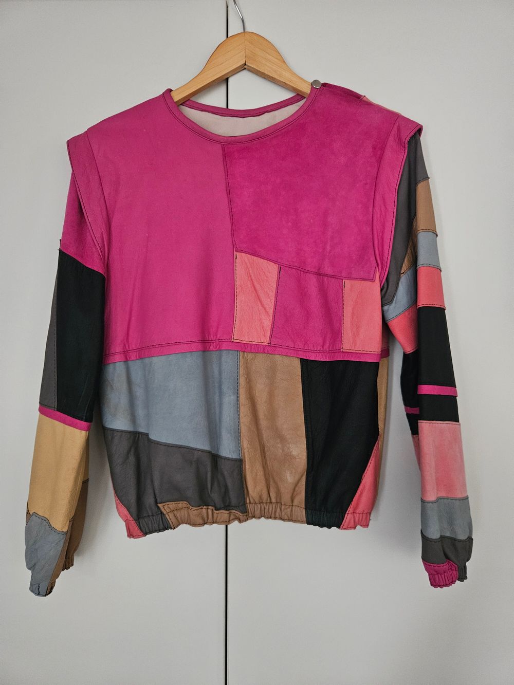 Stunning Vintage Leather & Suede Patchwork Top