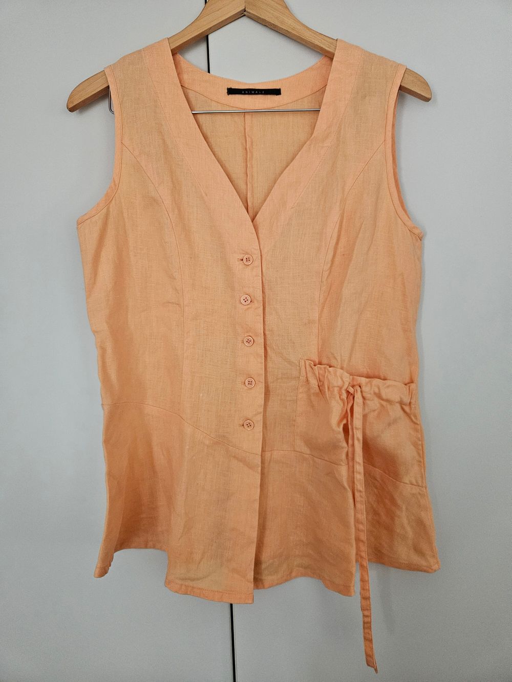 Apricot Assymetric Linen Vest