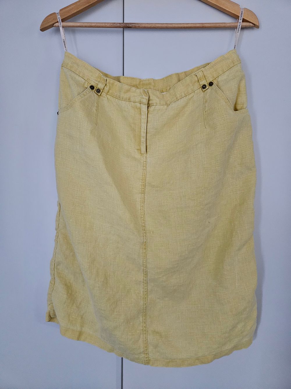 Butter Yellow Linen Midi Skirt