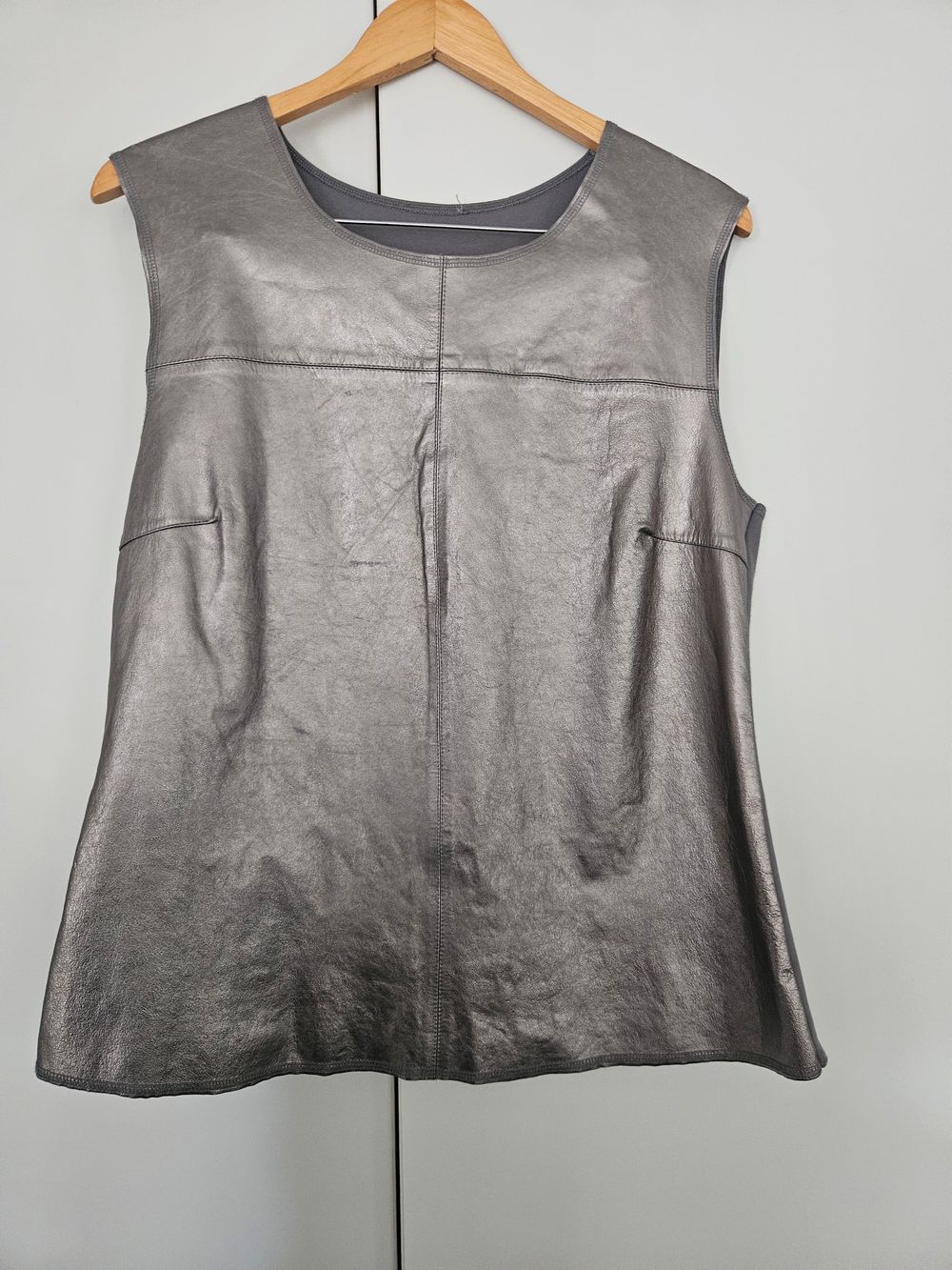 Pewter Leather Top