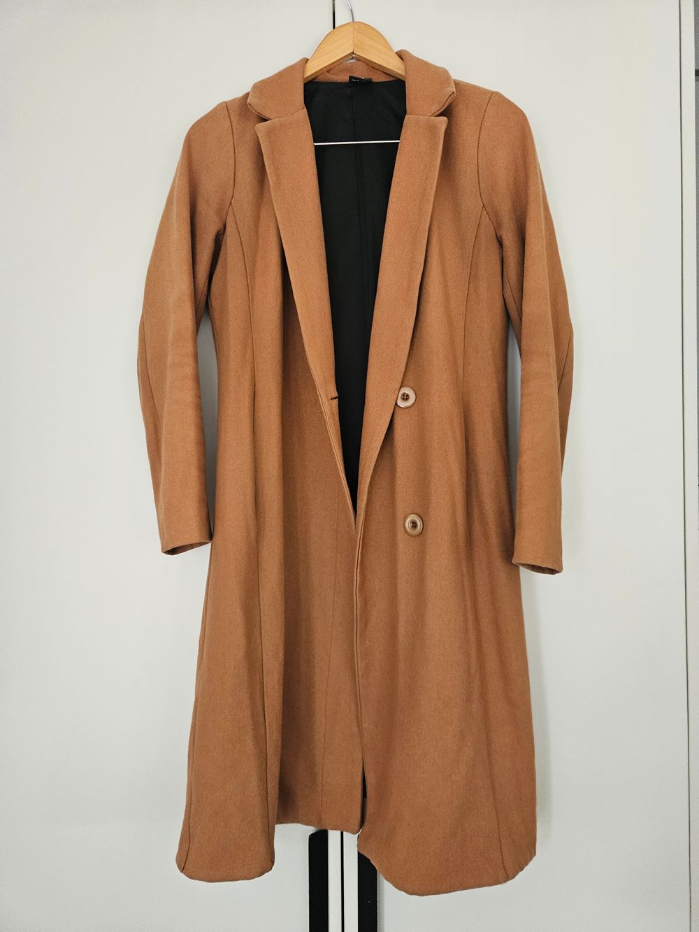 Wool Blend Long Camel Coat