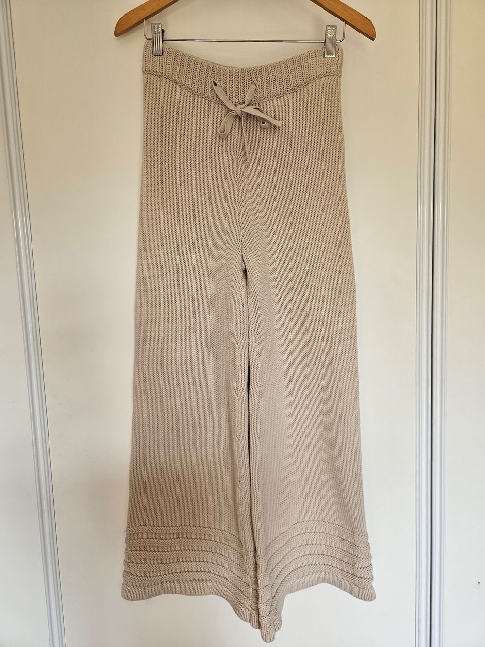 Chunky Knit Cotton Wide Leg Pants