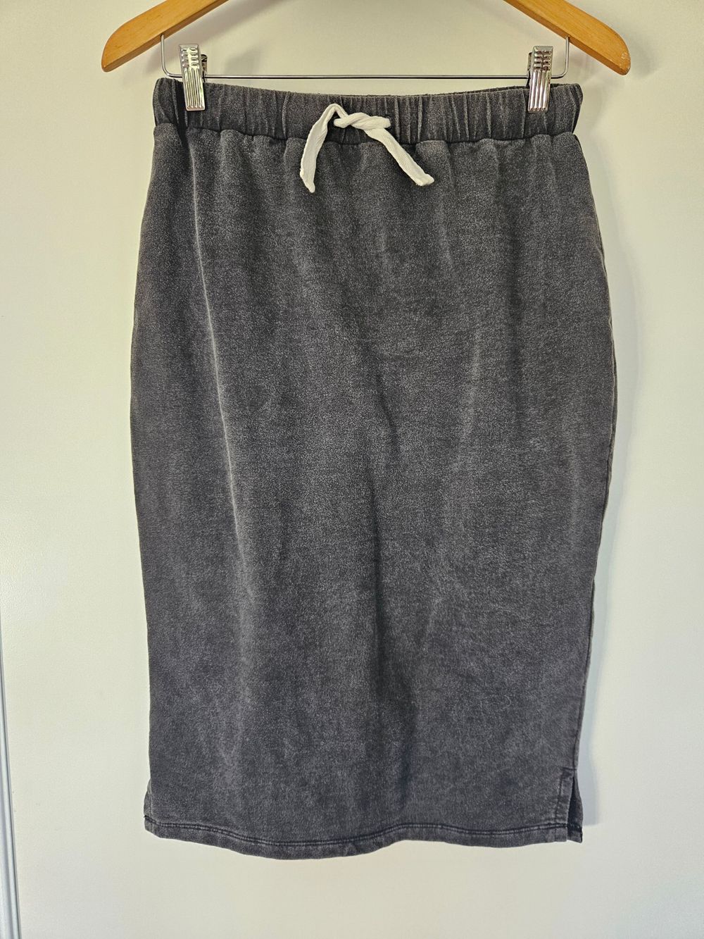 Sandwashed Cotton Midi Skirt