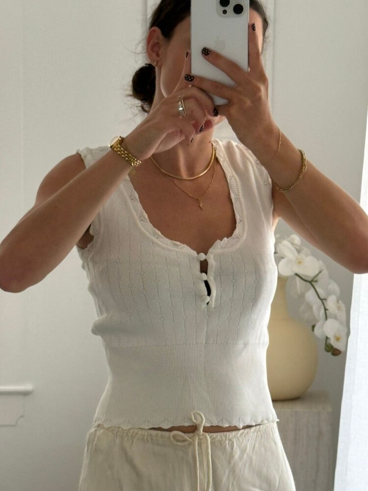 Zara White Knit Top