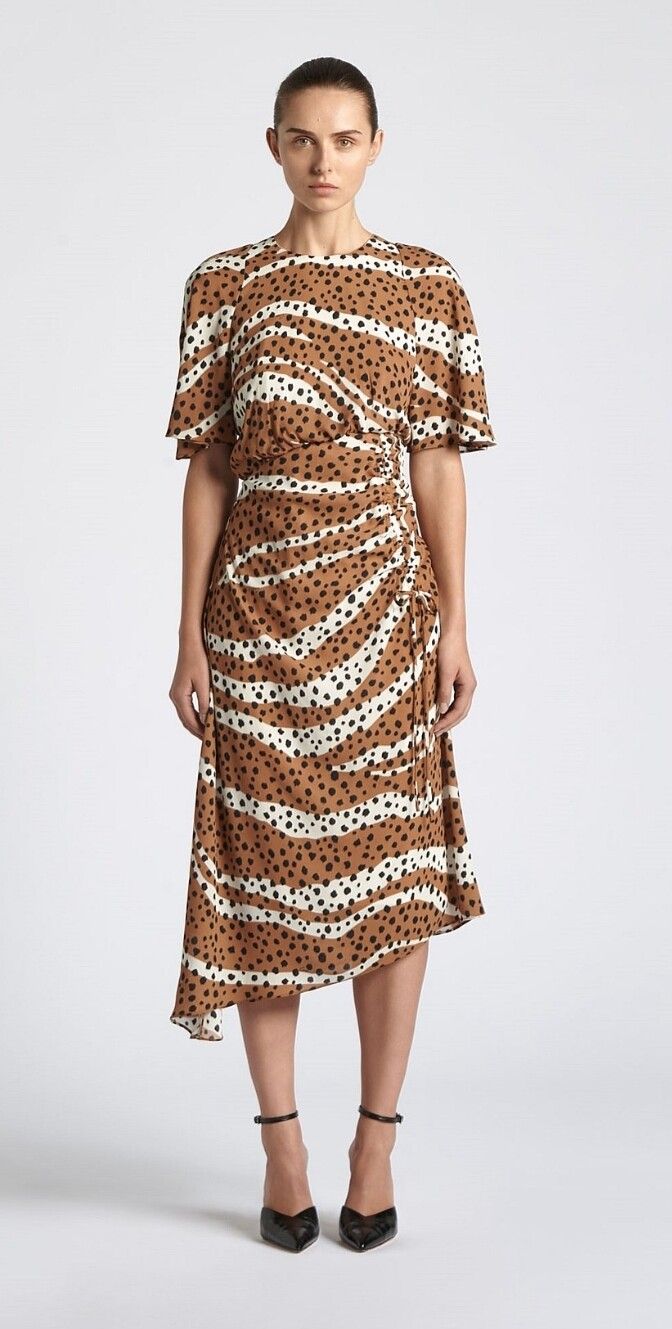 Cue Mixed Animal Drape dress