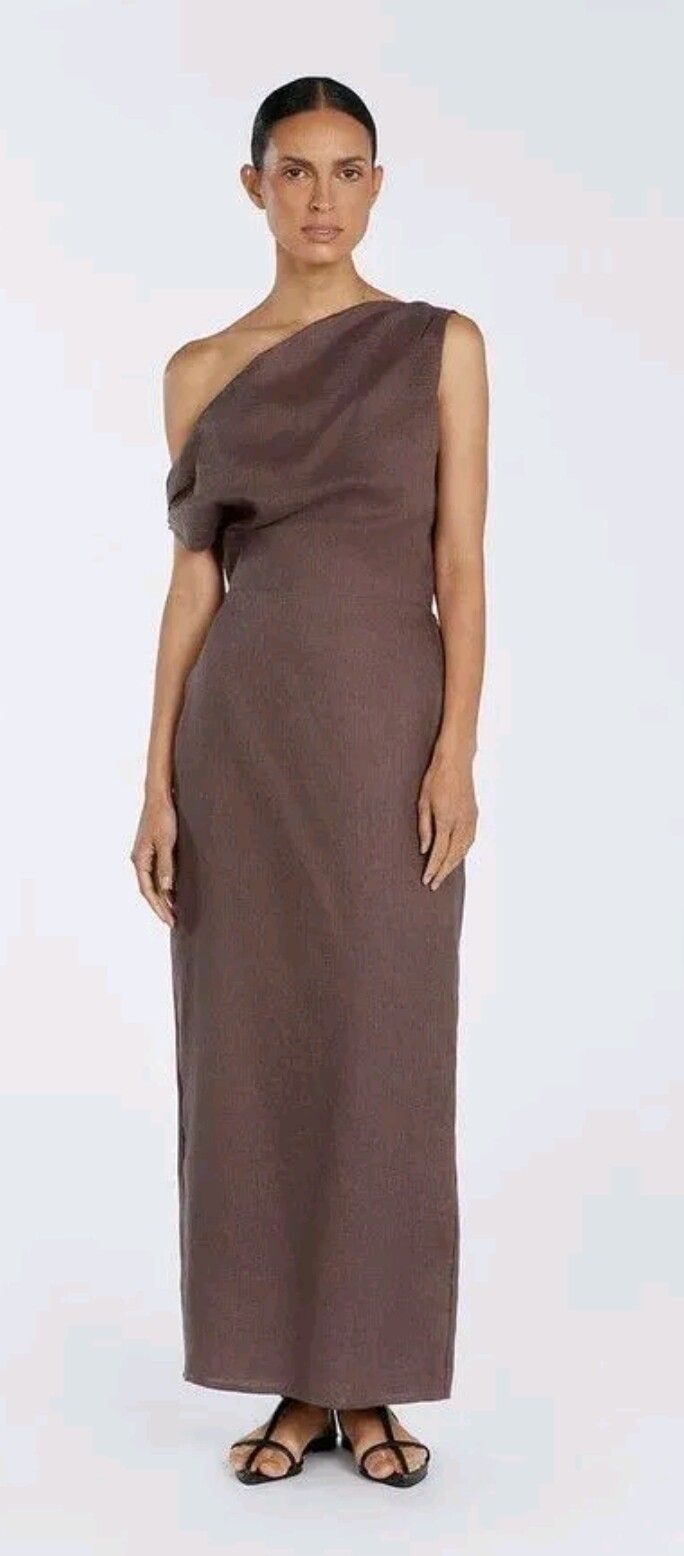 DISSH Cass Choc Linen Maxi Dress