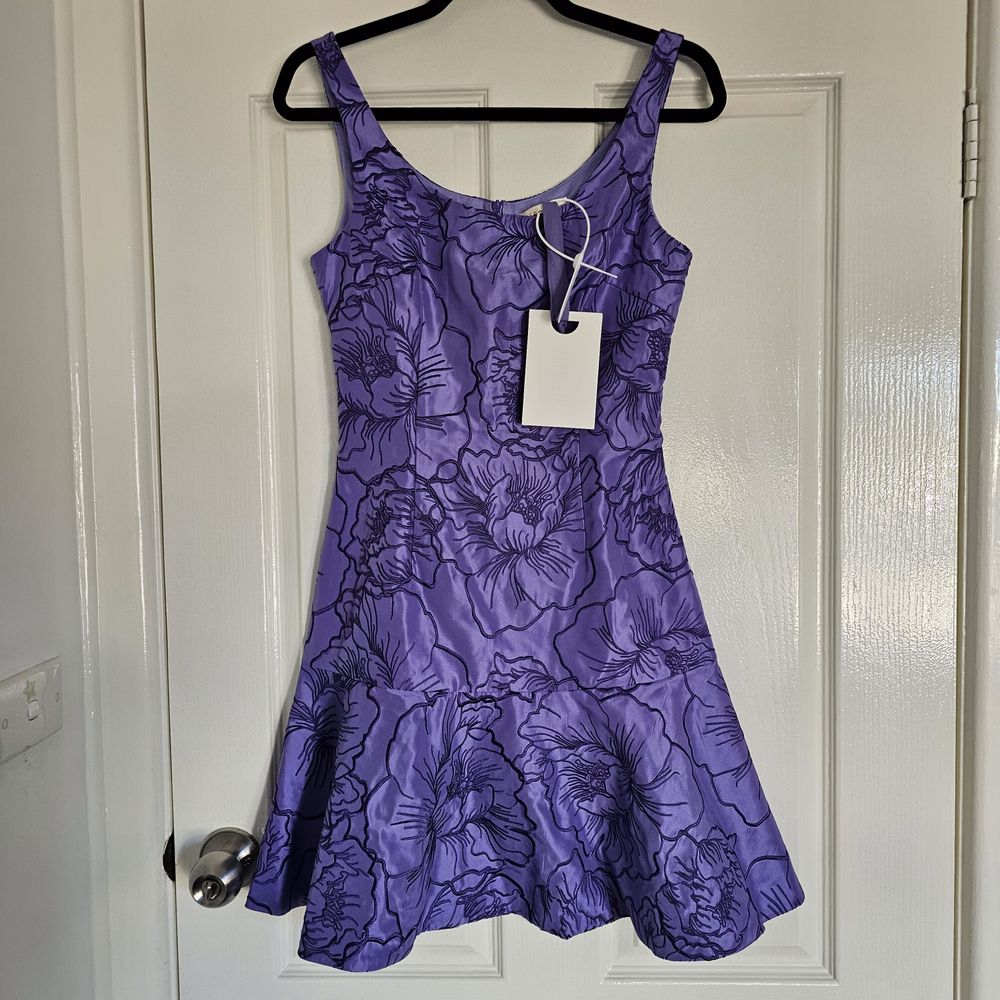 Leo Lin Purple Floral Mini Dress size 6 NWT