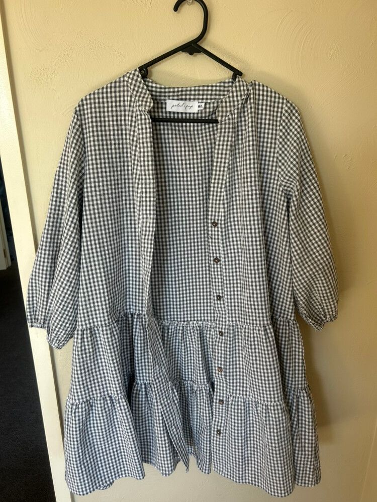 Petal & Pup Grey White Check Dress