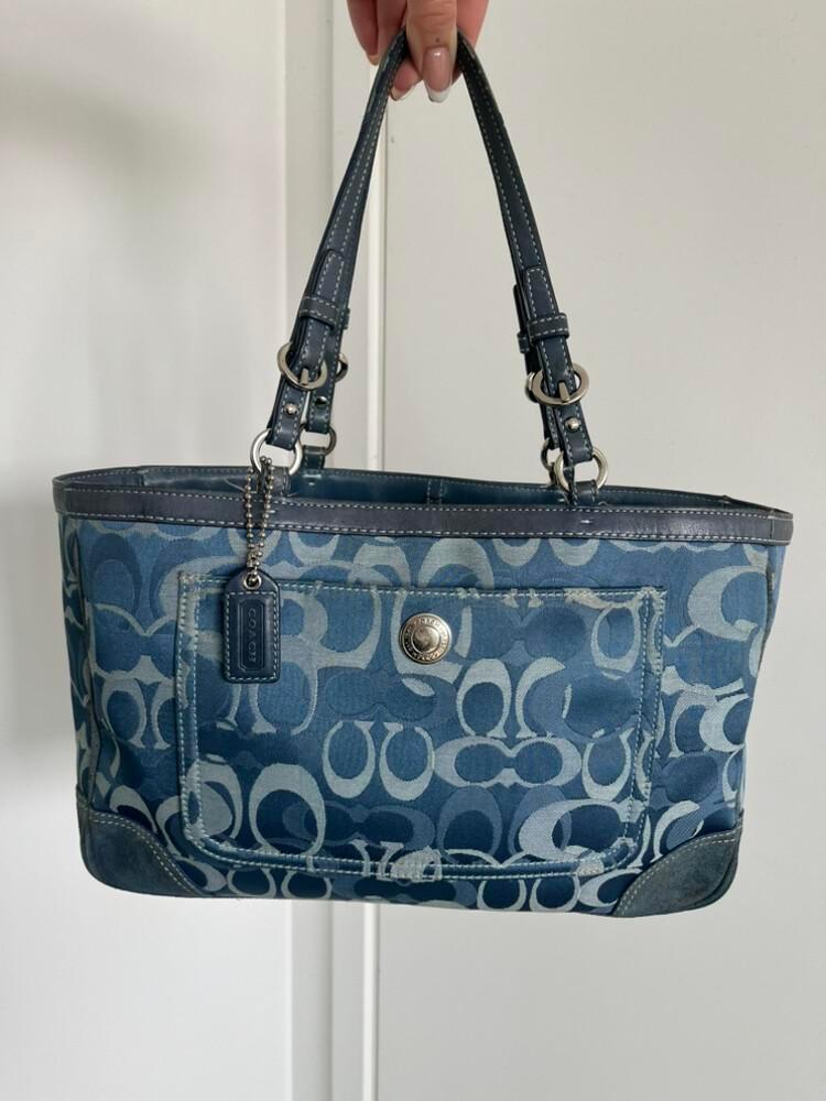 Coach - Coach Blue Optic Tote on Designer Wardrobe