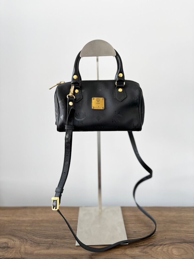 MCM Black Visetos Satchel Mini