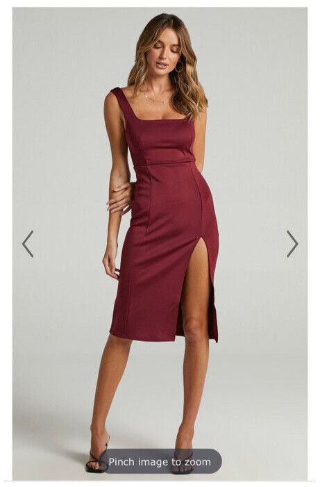 Showpo - timeless wine square neck midi on Designer Wardrobe