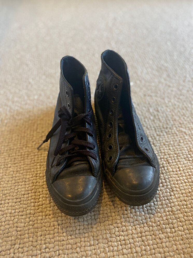 Black Leather Converse Chuck Taylor High Tops 8