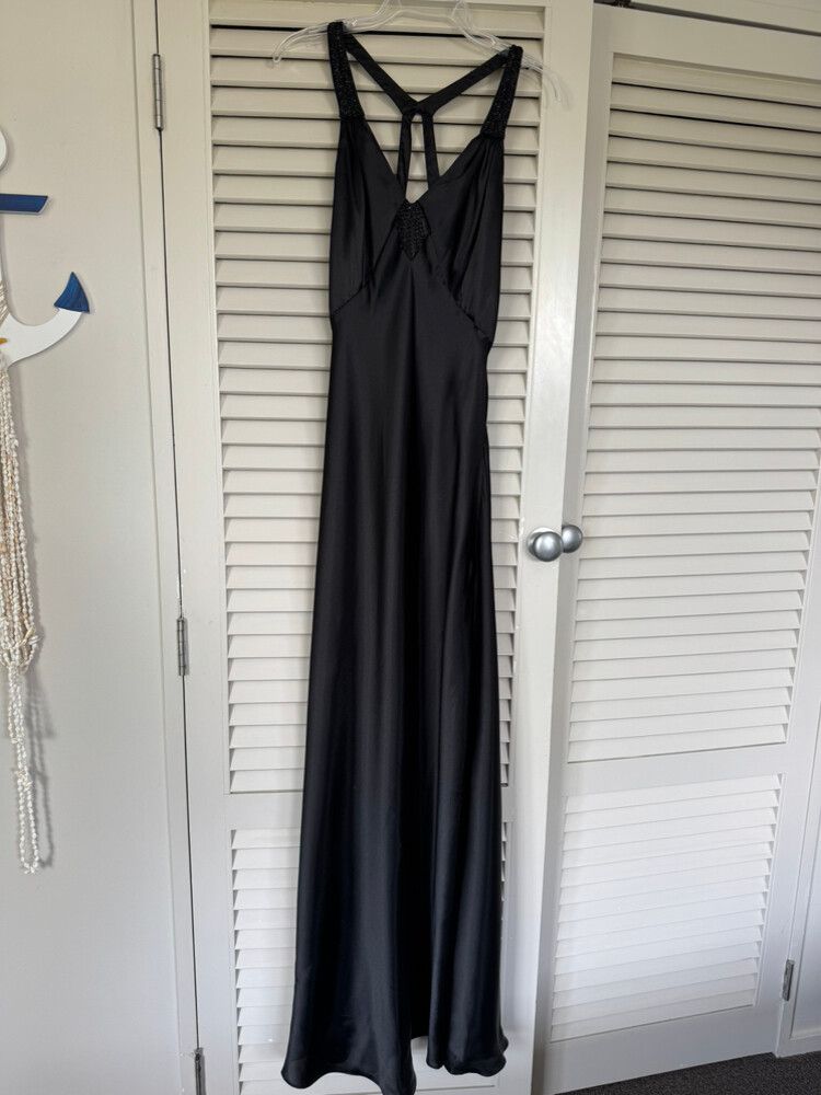 Black Satin Ball Gown